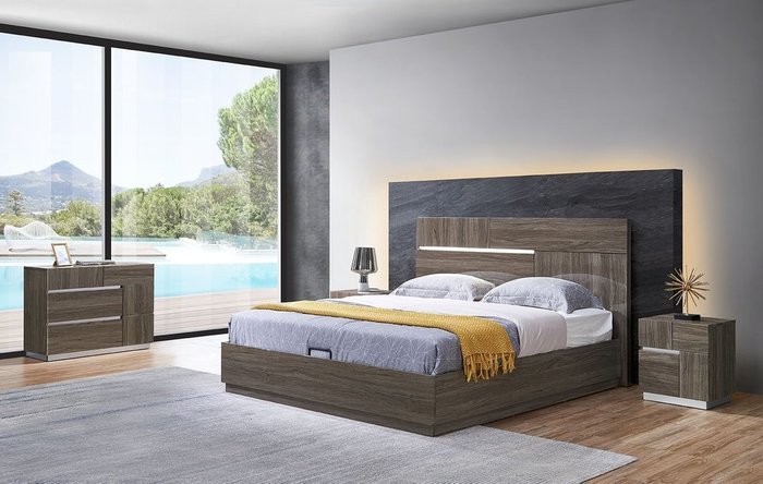 Кровать с подъемным механизмом Roberta 160х200 коричневого цвета