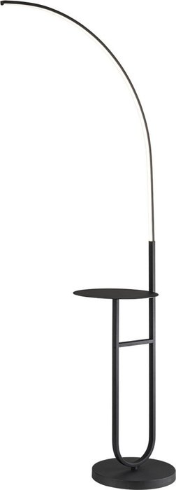 Изогнутый торшер со столиком светодиодный Escada Grand 10266/T LED 17Вт, металл/силикон, черный Изогнутый торшер со столиком светодиодный Escada Grand 10266/T LED 17Вт, металл/силикон, черный