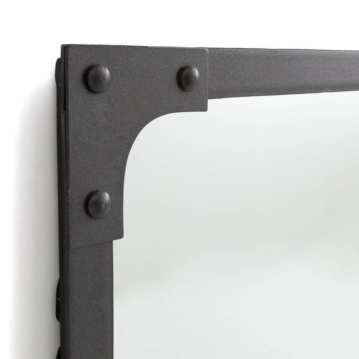 Настенное промышленное металлическое зеркало Lenaig серого цвета - лучшие Настенные зеркала в INMYROOM
