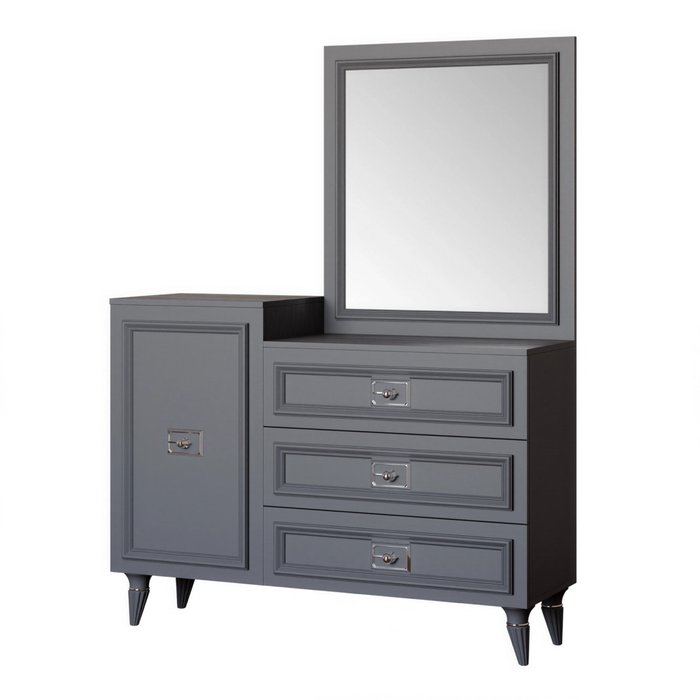 Комод Валенсия серого цвета с зеркалом
