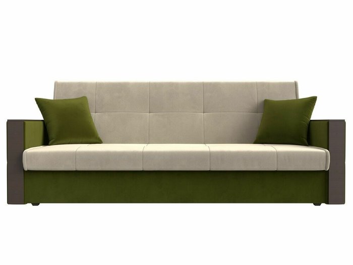 Прямой диван-кровать Валенсия бежево-зеленого цвета - купить Прямые диваны по цене 26999.0