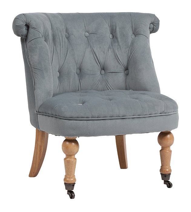 Кресло Amelie French Country Chair Серо-синий Вельвет - лучшие Интерьерные кресла в INMYROOM