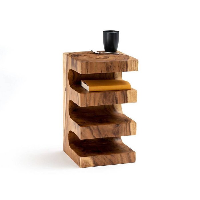 Столик приставной из массива дерева суар Solidus коричневого цвета