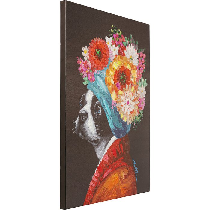 Картина Dog Flowers черного цвета - купить Принты по цене 14200.0