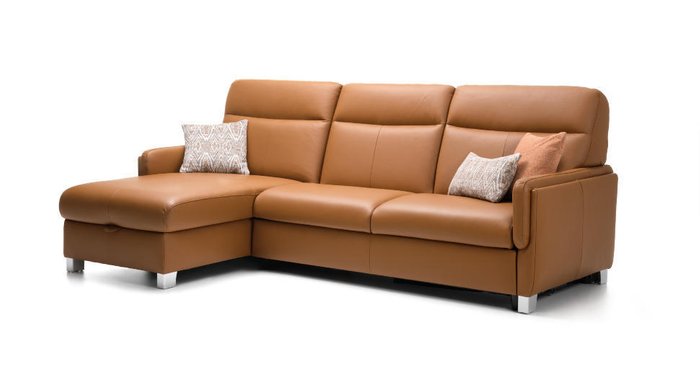Угловой диван-кровать в коже Stelo коричневого цвета - купить Угловые диваны по цене 440578.0