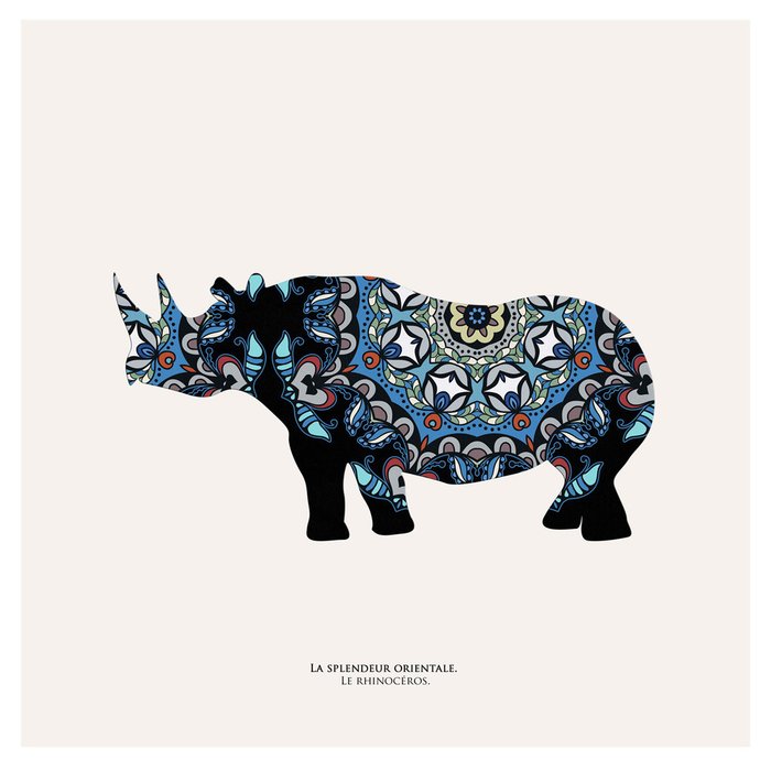 Репродукция картины на холсте Восточная яркость носорог 