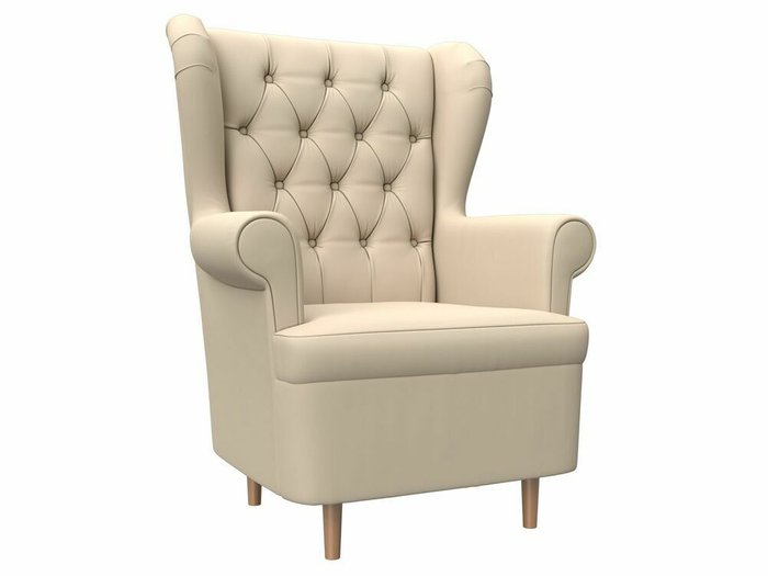 Кресло Торин Люкс бежевого цвета (экокожа)