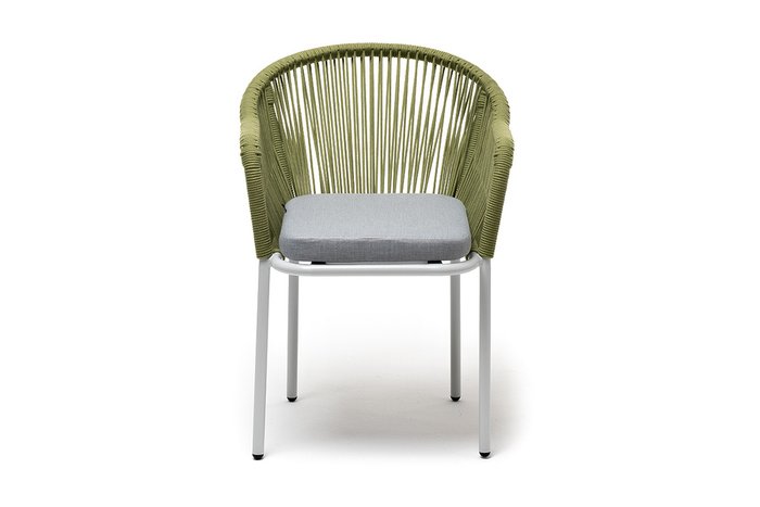 Стул Лион зелено-серого цвета с белыми ножками - лучшие Садовые стулья в INMYROOM