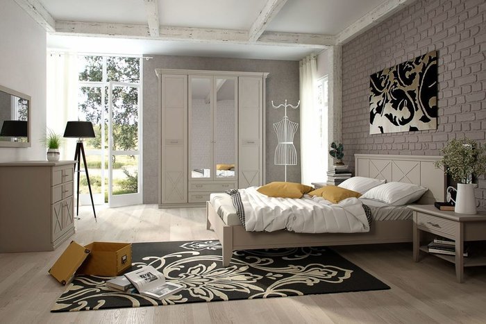 Спальня Кантри 21 в цвете кашемир серый - купить Спальные гарнитуры по цене 105145.0