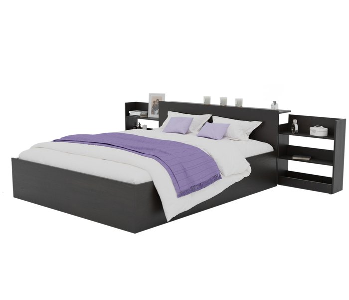 Кровать Доминика 160х200 цвета венге с блоком - купить Кровати для спальни по цене 12300.0