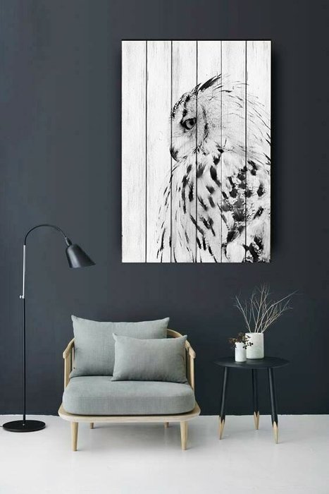 Картина на дереве Белая сова 40х60 см - купить Картины по цене 6990.0