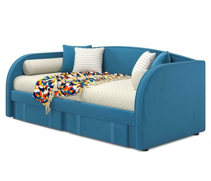 Кровать с ортопедическим основанием и матрасом Elda 90х200 синего цвета