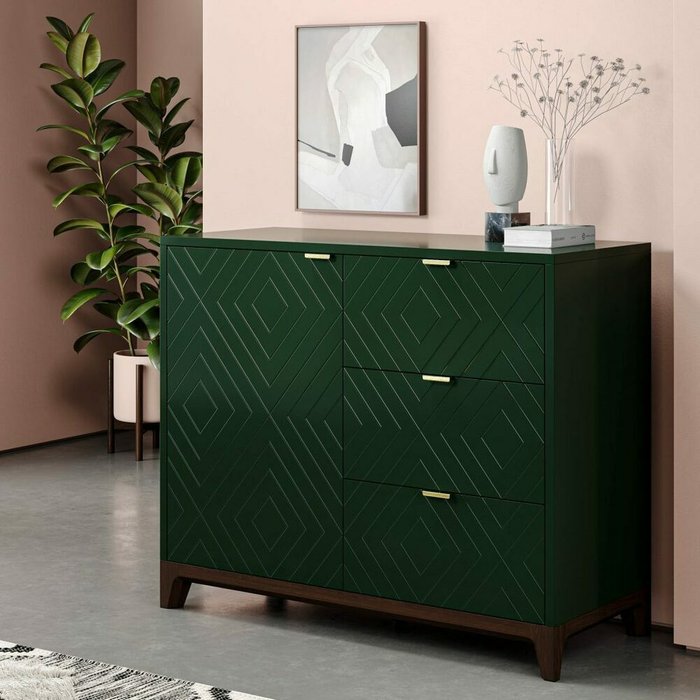 Комод Case CS029 зеленого цвета - лучшие Комоды в INMYROOM Комод Case CS029 зеленого цвета - лучшие Комоды в INMYROOM