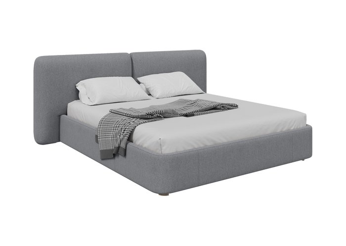 Кровать двуспальная Hub Soft 180х200 светло-серого цвета с подъемным механизмом