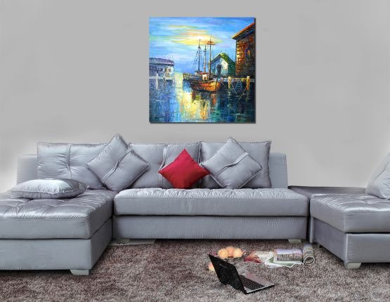 Декоративная картина на холсте: У пристани - купить Картины по цене 3390.0