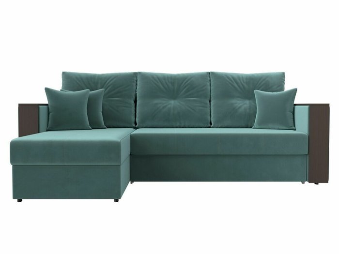 Угловой диван-кровать Валенсия бирюзового цвета левый угол - купить Угловые диваны по цене 42999.0