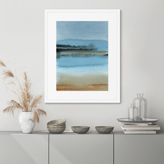 Репродукция картины в раме Sandy lakeshore in the morning mist - лучшие Картины в INMYROOM