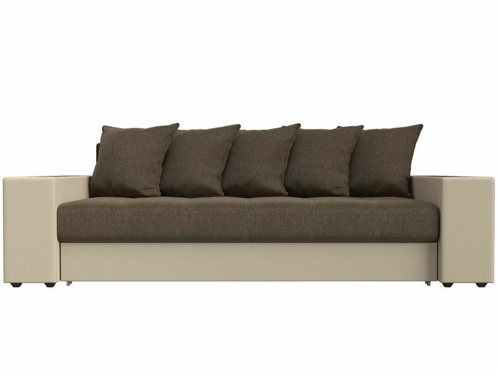 Прямой диван-кровать  Дубай  коричнево-бежевого цвета (ткань/экокожа)  - купить Прямые диваны по цене 47999.0