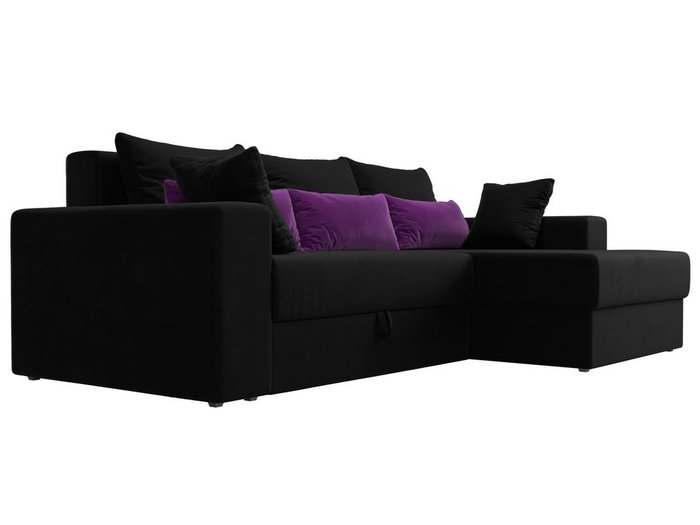 Угловой диван-кровать Мэдисон черно-фиолетового цвета - лучшие Угловые диваны в INMYROOM