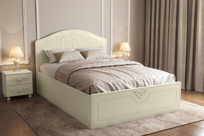 Кровать с подъемным механизмом Ассоль 140х200 бежевого цвета - купить Кровати для спальни по цене 44498.0