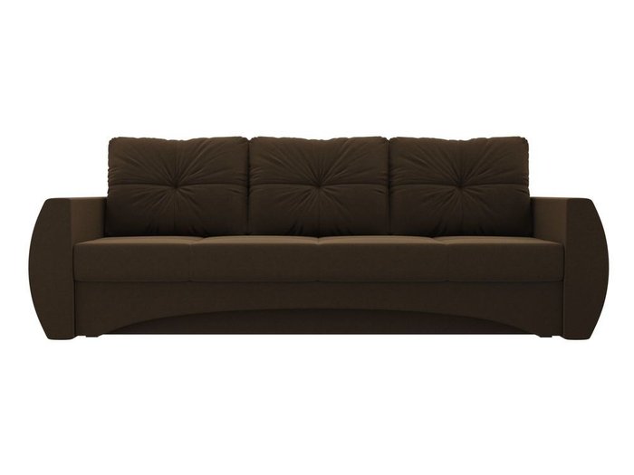 Прямой диван-кровать Сатурн темно-коричневого цвета - купить Прямые диваны по цене 40990.0