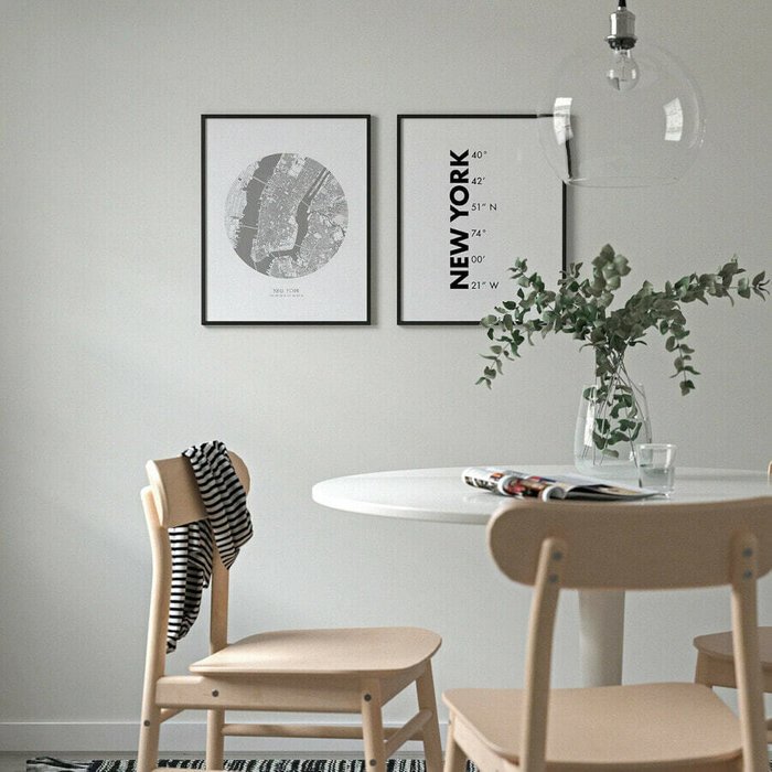 Координаты, Нью-Йорк, 40х50 см - купить Принты по цене 2843.0