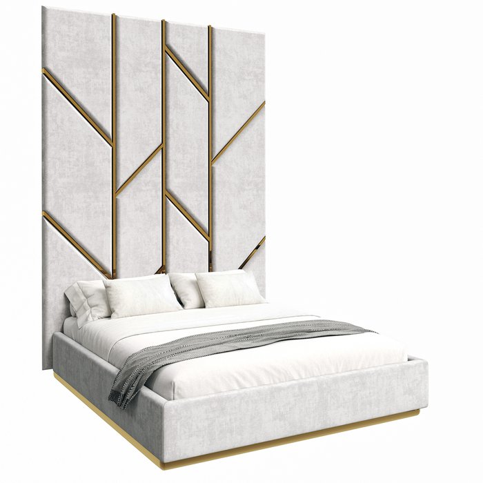 Кровать Perfecto 160х200 светло-серого цвета с мягкими панелями и подъемным механизмом 