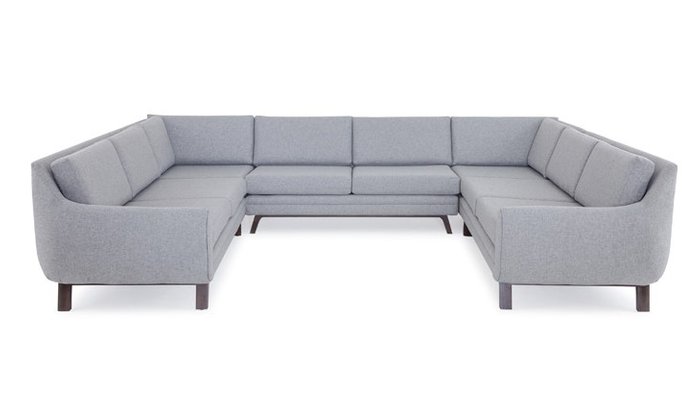 Модульный угловой п-образный диван серого цвета - купить Угловые диваны по цене 219900.0