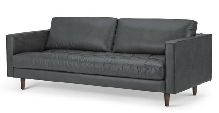 Трехместный раскладной диван Scott серый из экокожи - купить Прямые диваны по цене 90500.0
