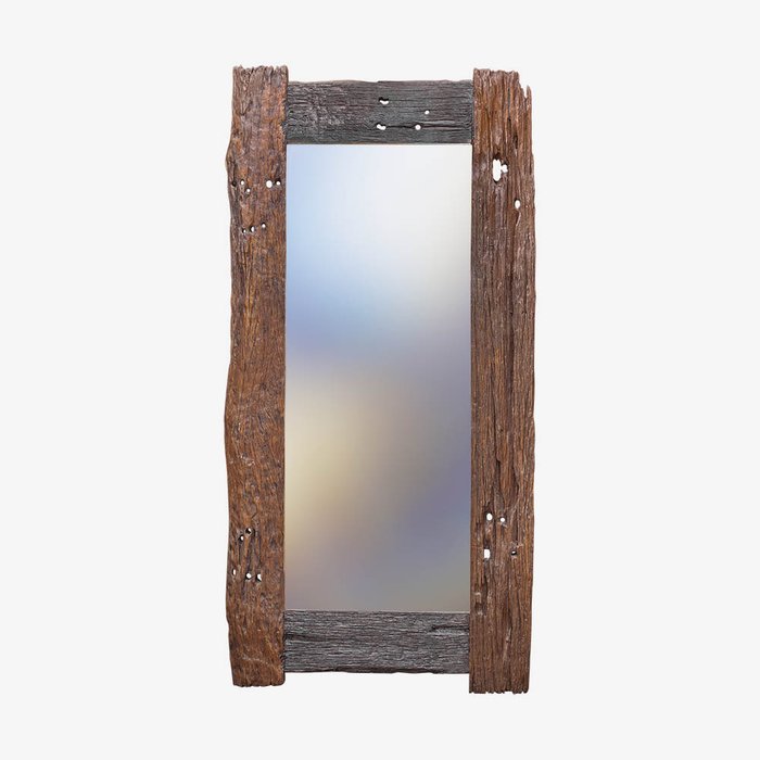 Настенное зеркало в раме из переработанного тика