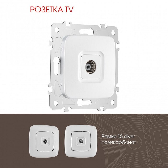 ТВ-розетка без рамки 205.43-1.silver - лучшие Розетки в INMYROOM