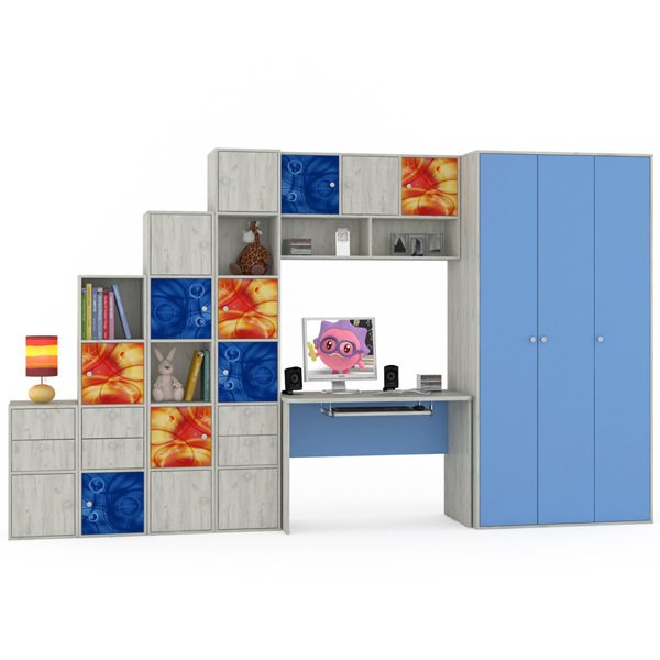 Комплект детской мебели Тетрис  синего цвета