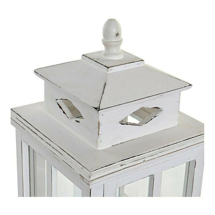 Фонарь DKD Home Decor Белый Стеклянный Сосна (22.5 x 22.5 x 47 cm) - лучшие Подсвечники в INMYROOM