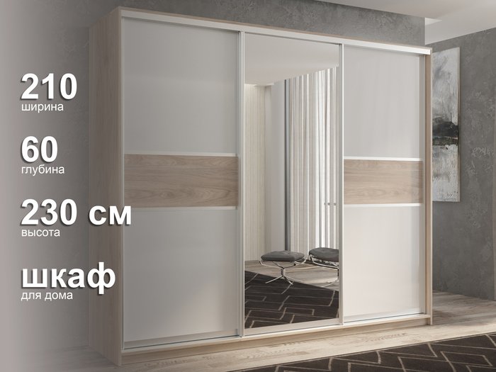 Шкаф-купе Кааппи-10 210 цвета Кастелло серый  - лучшие Шкафы-купе в INMYROOM