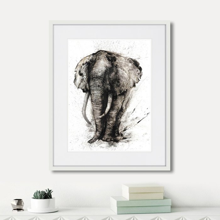 Набор из двух репродукция картин Слоны в деревянной раме - купить Картины по цене 7990.0
