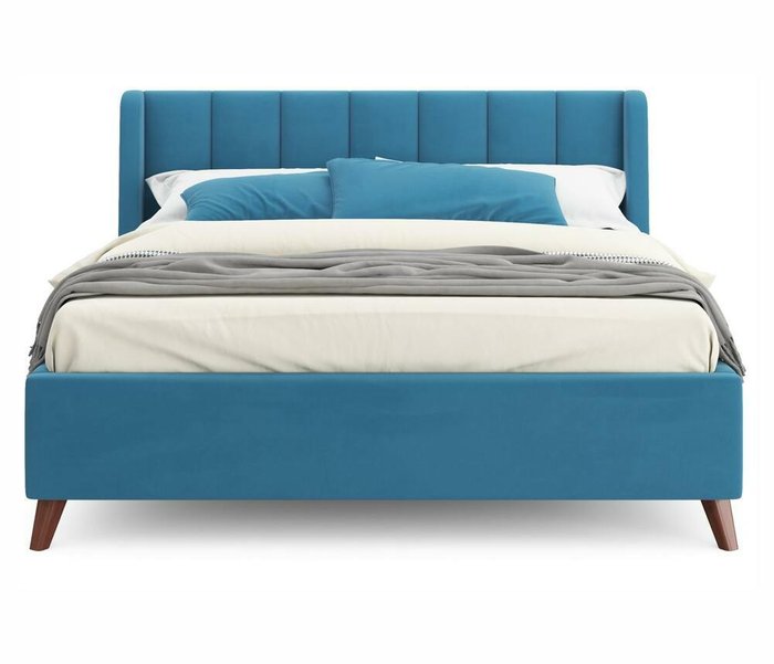 Кровать Betsi 160х200 синего цвета с подъемным механизмом и матрасом - купить Кровати для спальни по цене 48100.0