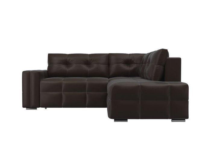 Угловой диван-кровать Леос коричневого цвета (экокожа) - купить Угловые диваны по цене 52390.0