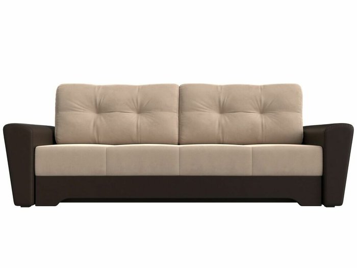 Диван-кровать Амстердам бежево-коричневого цвета (экокожа/ткань) - купить Прямые диваны по цене 39999.0