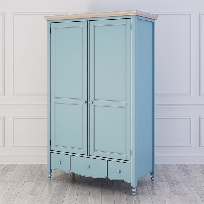 Шкаф двухстворчатый Leblanc голубого цвета  - купить Шкафы распашные по цене 277200.0