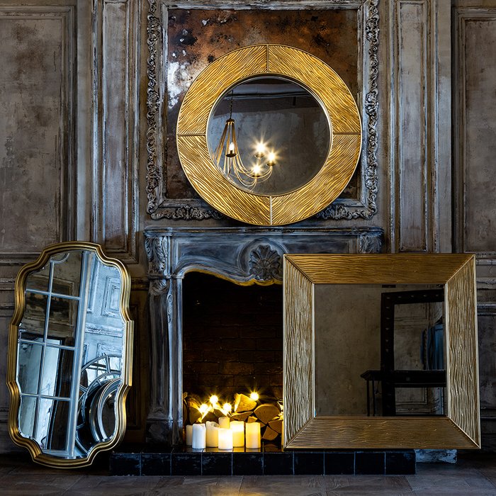Настенное зеркало Квартет в раме золотого цвета - купить Настенные зеркала по цене 28000.0