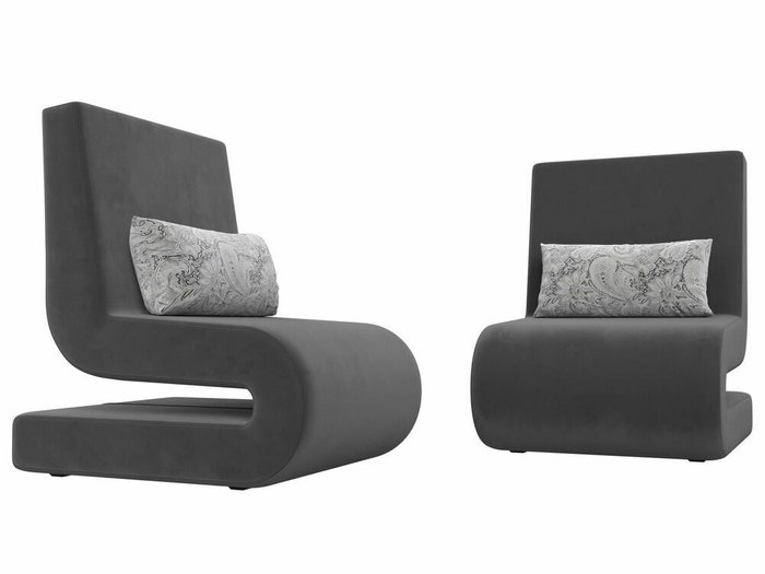 Набор из двух кресел Волна серого цвета - купить Комплекты мягкой мебели по цене 35999.0