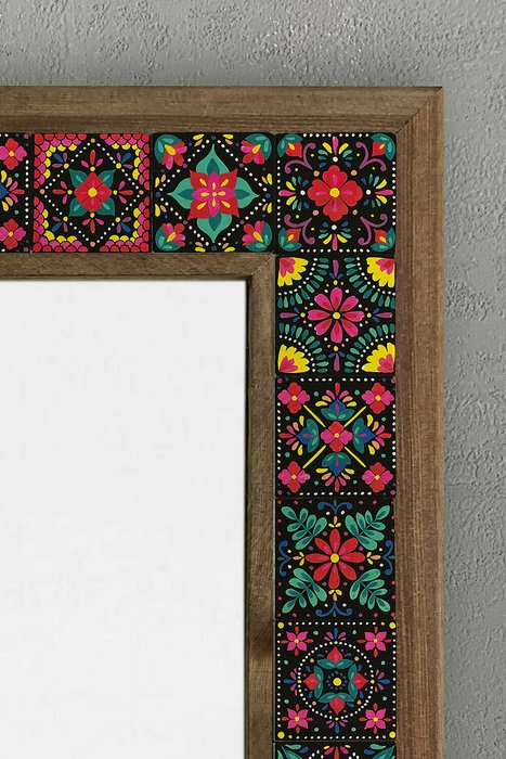 Настенное зеркало с каменной мозаикой 43x63 в раме коричневого цвета - лучшие Настенные зеркала в INMYROOM