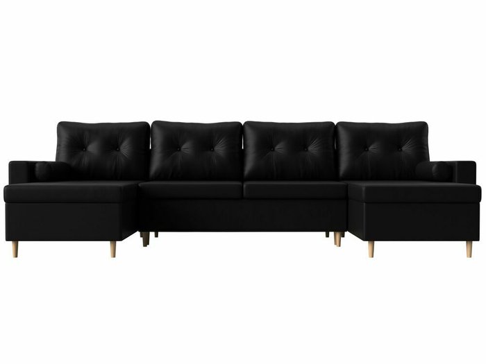 Угловой диван-кровать Белфаст черного цвета (тик-так/экокожа) - купить Угловые диваны по цене 89999.0