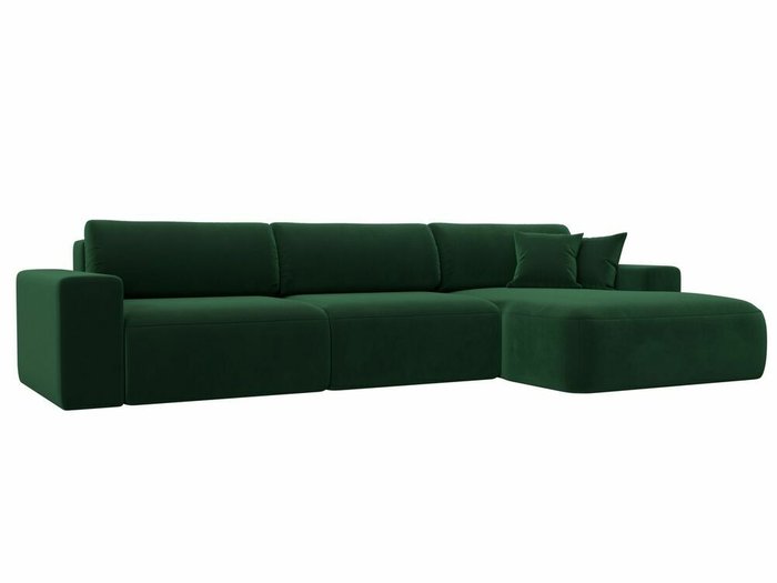 Угловой диван-кровать Лига 036 Классик Лонг темно-зеленого цвета правый угол