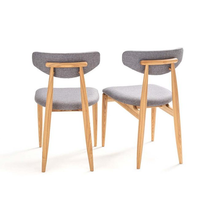 Комплект из двух винтажных стульев из ясеня Nochy светло-серого цвета - купить Обеденные стулья по цене 52389.0