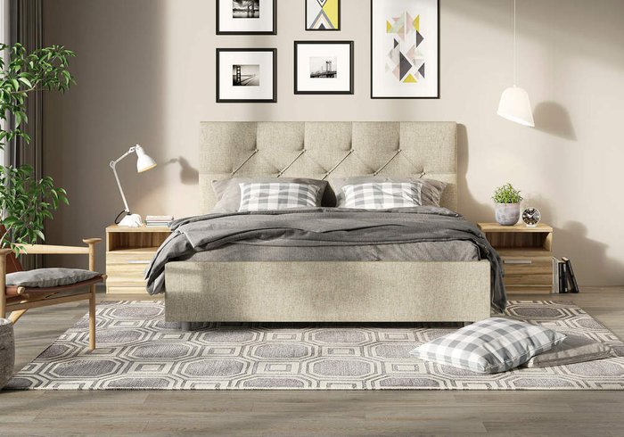 Кровать Bari 160х200 кремового цвета без основания и подъемного механизма - купить Кровати для спальни по цене 24000.0