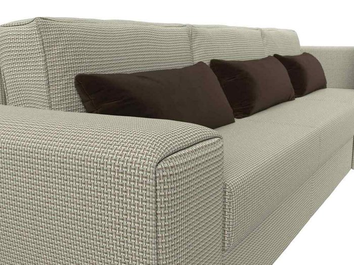 Угловой диван-кровать Лига 008 Long серо-бежевого цвета правый угол - лучшие Угловые диваны в INMYROOM