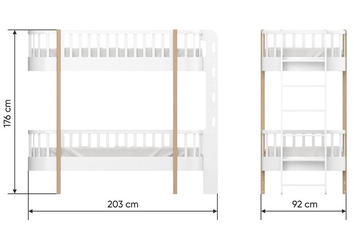 Кровать двухъярусная Classic 85х185 молочного цвета - лучшие Двухъярусные кроватки в INMYROOM Кровать двухъярусная Classic 85х185 молочного цвета - лучшие Двухъярусные кроватки в INMYROOM