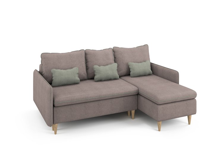 Угловой раскладной диван Ron правый бледно-розового цвета - лучшие Угловые диваны в INMYROOM