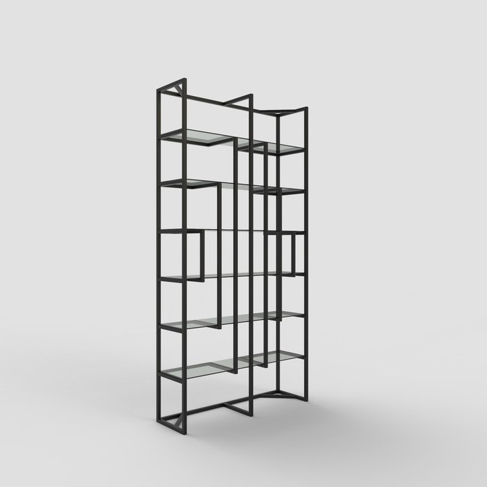 Стеллаж "Leon" черный с зеркалом (2000х900х300) Стеллаж "Leon" черный с зеркалом (2000х900х300)